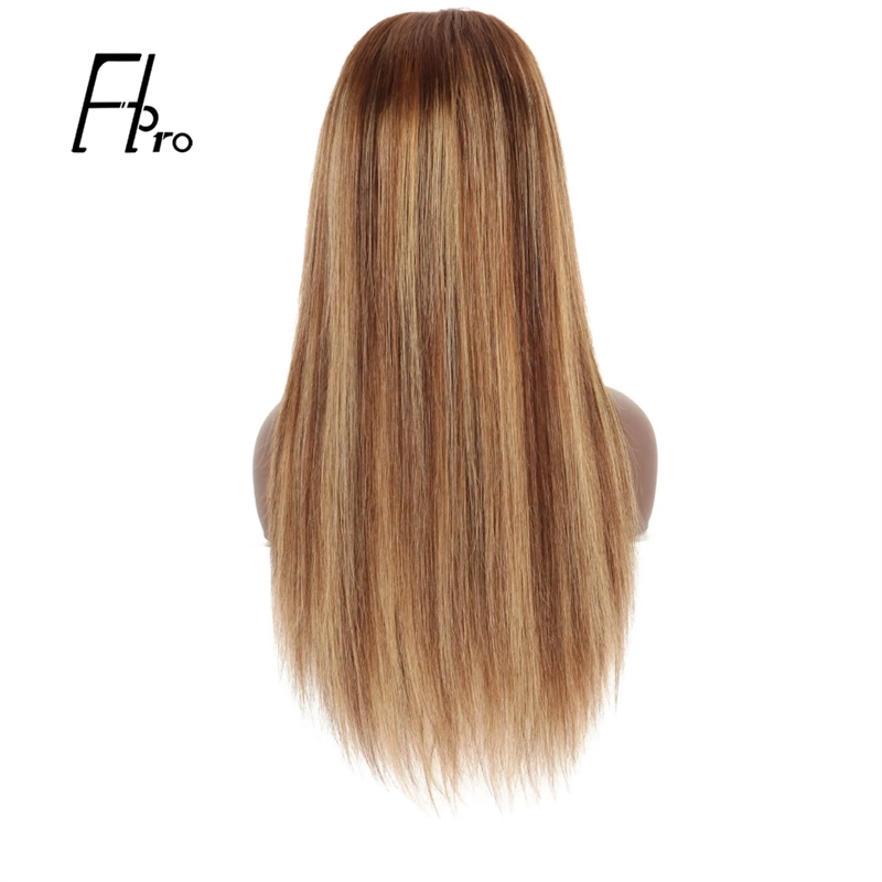 4x4 Lace Closure Wig Straight Human Hair Wig Pre Plucked Mix Color